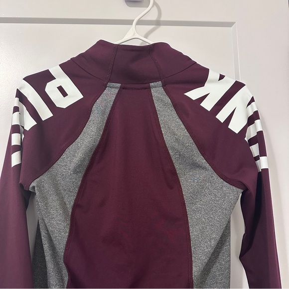 PINK By Victorias Secret Ultimate Half- Zip Pullover Maroon Grey Size XS Women’s - Picture 6 of 9